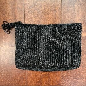 Vintage Beaded Clutch Bag with Beaded Tassel Zipper, Perfectly Paired with a LBD